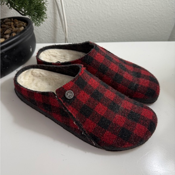 Birkenstock Red and Black Checkered Men's Slippers - Picture 1 of 5